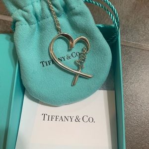 Tiffany’s heart love necklace. Chain is 30 inches